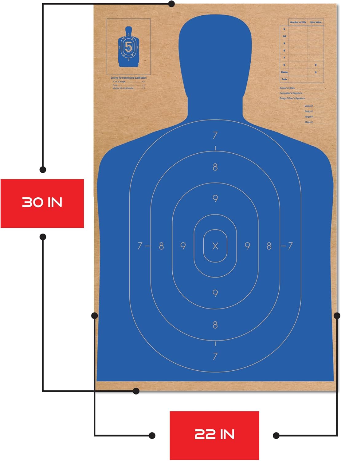 CHL Targets- Cardboard Shooting Target- 50 Yard Police Silhouette Shooting Target - Paper Target Shooting for the Range - Targets for Shooting Range. Made in the USA
