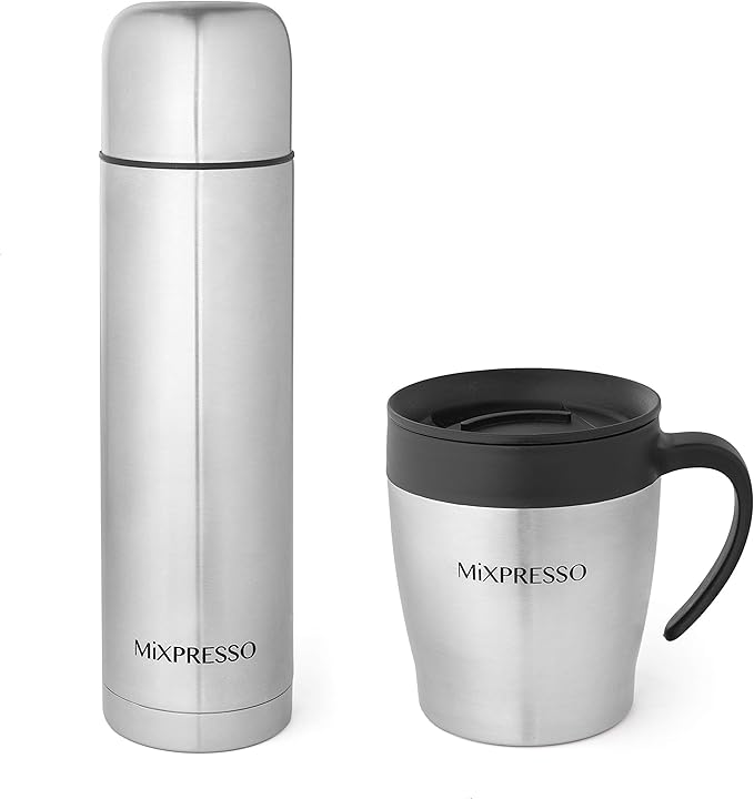 Mixpresso Coffee Flask & Coffee Mug, Stainless Steel Coffee