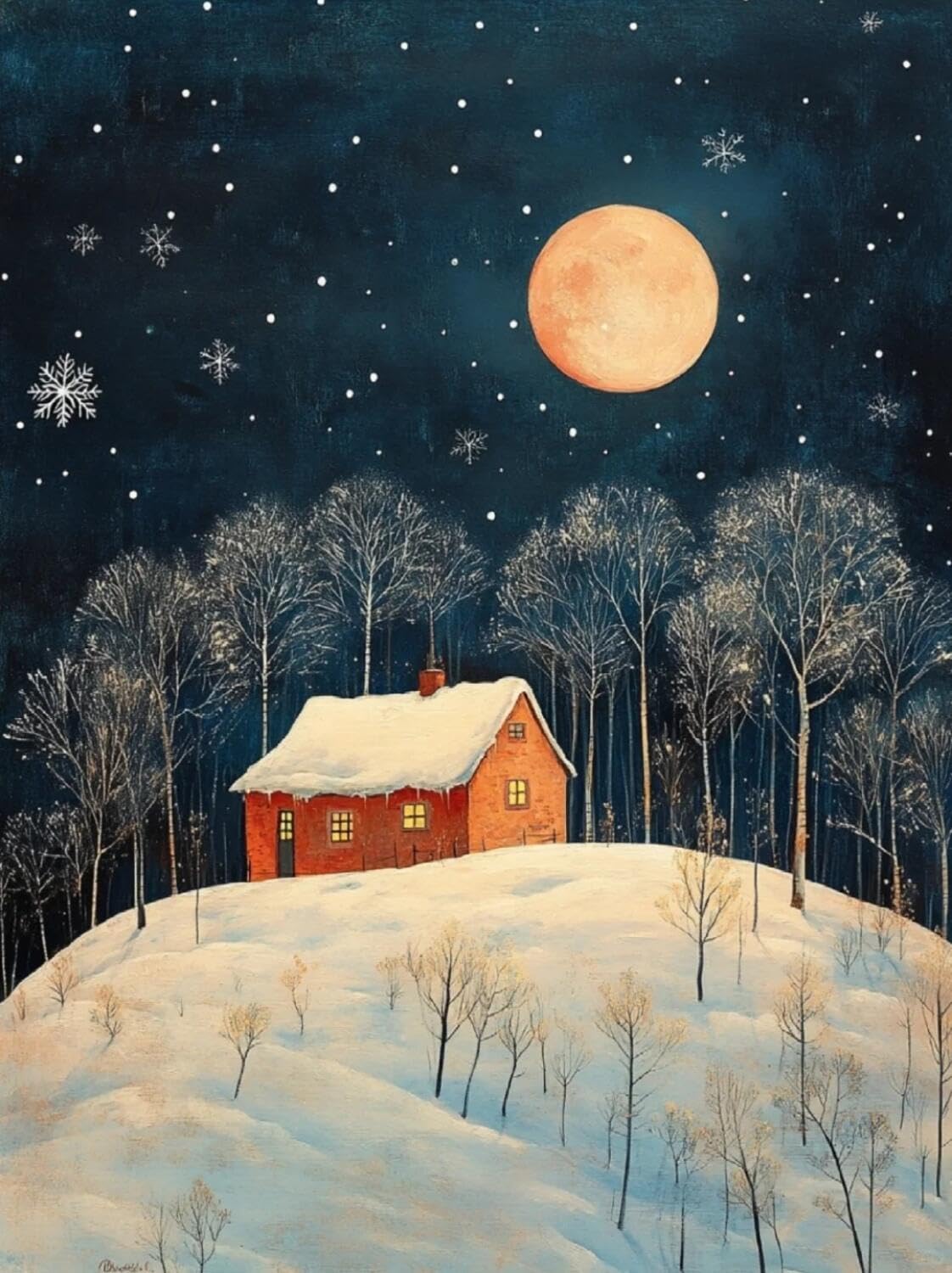Rqwybcaxn Seed Bead Embroidery Kits Starry Sky and Cabin 40x50cm