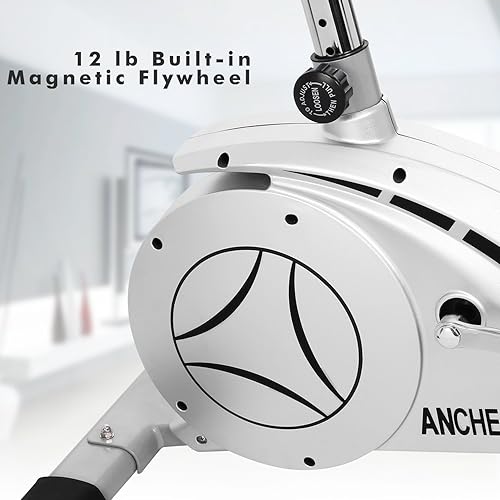 Miniatura 4 de ANCHEER Bicicleta vertical para interiores, magnética, para ejercicio de resistencia magnética, suave, silenciosa, con monitor LCD y empuñaduras de