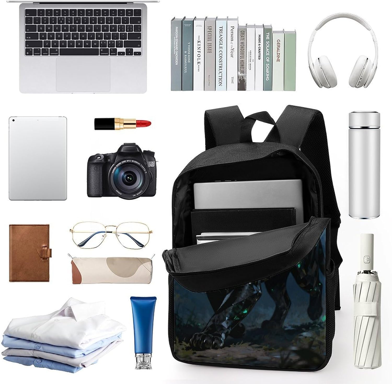 17 in Panther Night Backpack with Adjustable Padded Strap image 3