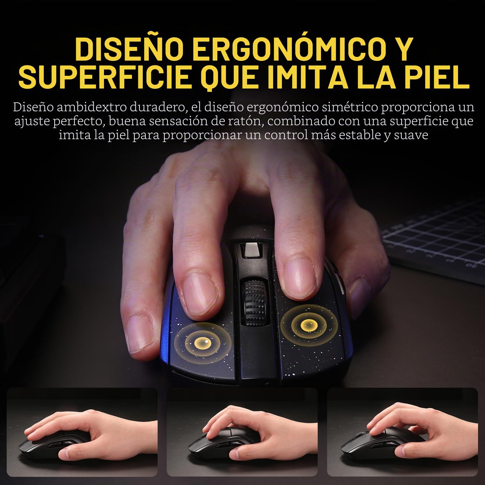 DAREU A950 Ratón Gaming con Base de Carga RGB, ratón inalámbrico Ligero de 88g, programable y con Tres Modos, hasta 12 000DPI, 1000Hz, 120 Horas de autonomía con retroiluminación RGB for PC y Mac