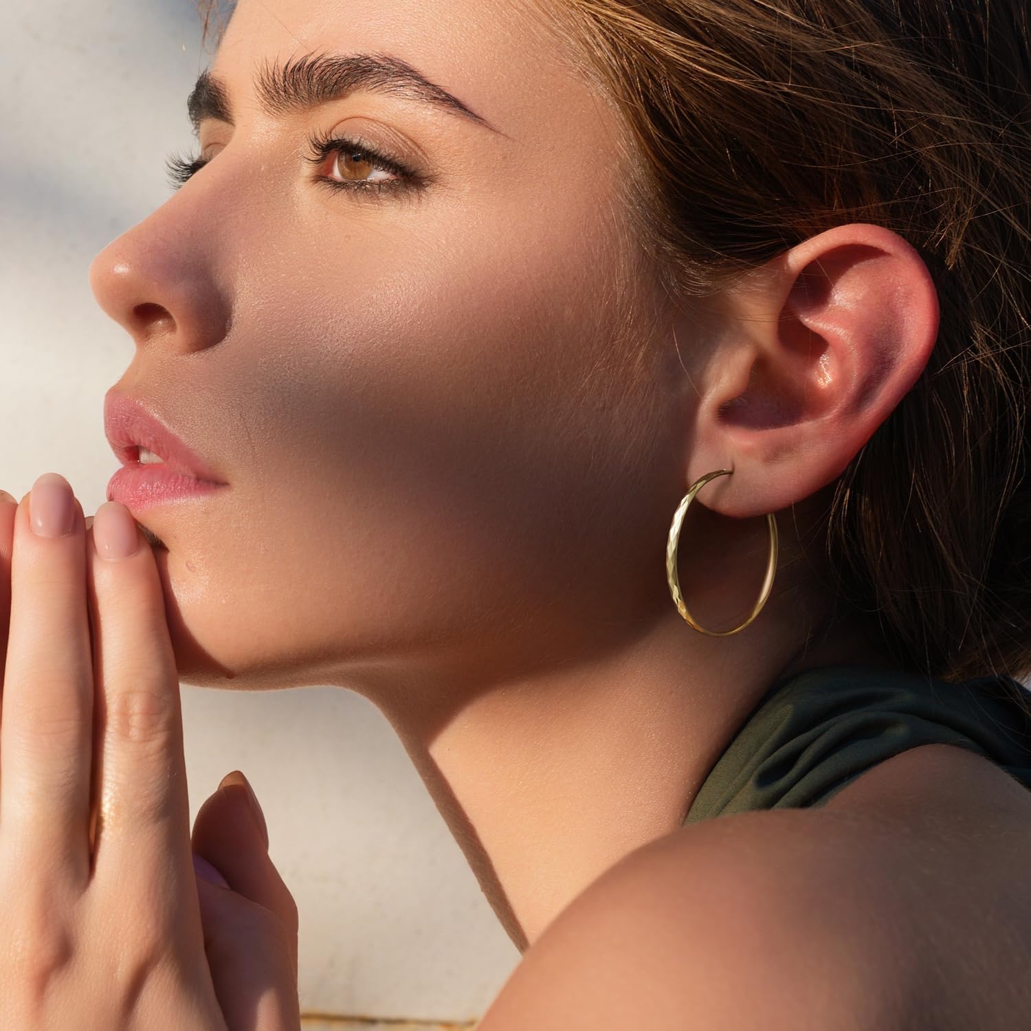 Hoop Earrings 14K Gold Earrings for Women Polished Large Gold Hoop Earring Hoops Paddle Back Hoops Womens Earring 40mm - Image 4