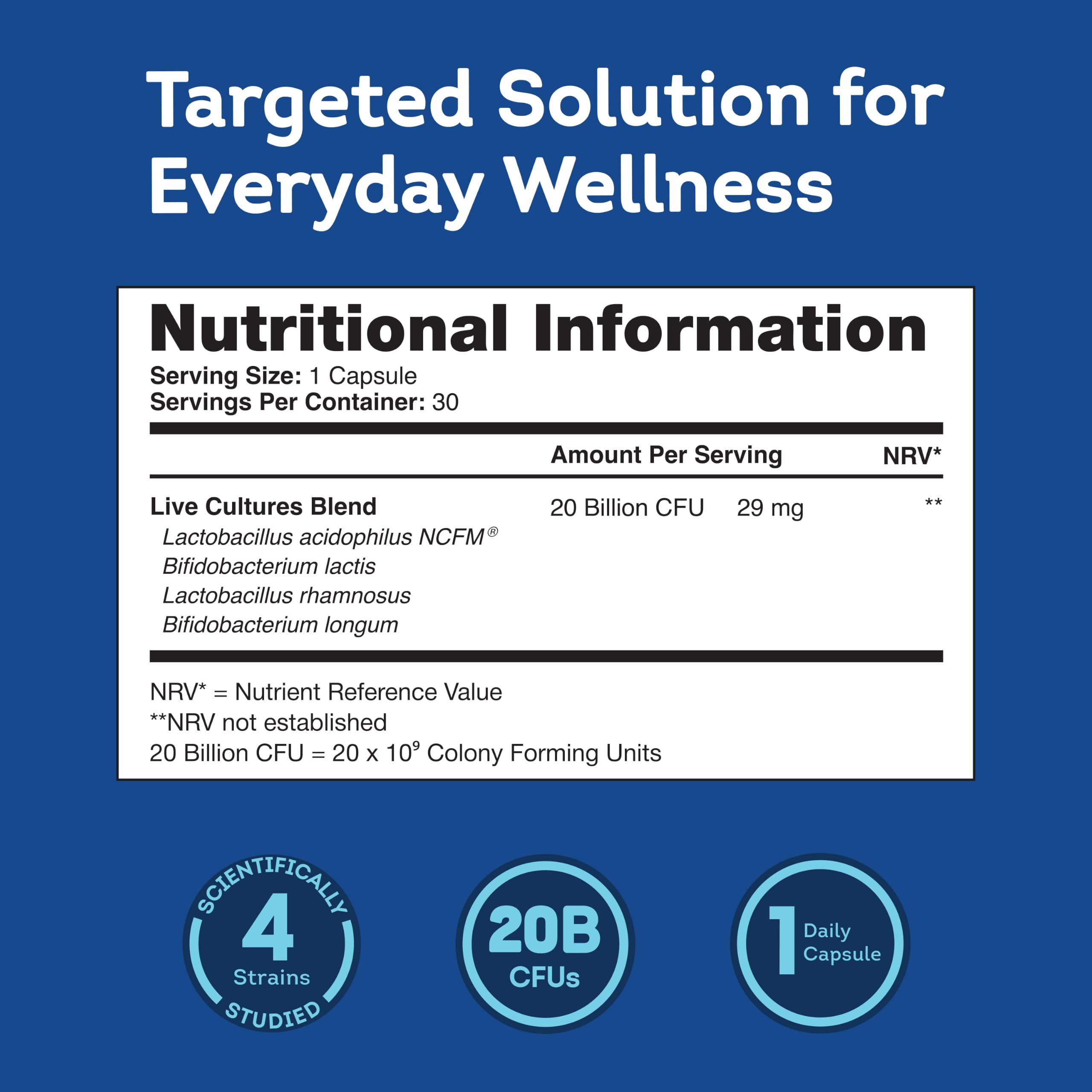 Florawell® Daily Probiotics for Digestive & Gut Health - Includes World's Most Highly Researched Strain Lactobacillus Acidophilus NCFM® - 20 Billion Live Cultures - 30 Oral Capsules — Amazon image 2