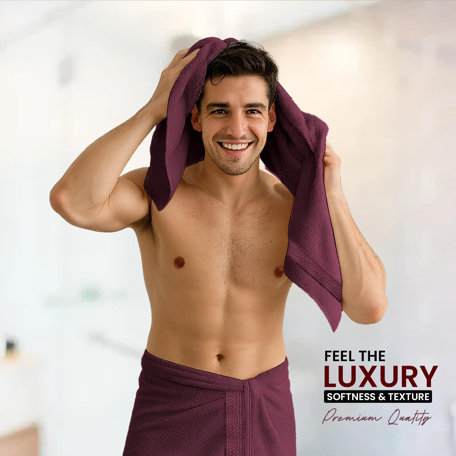 5 Pack Burgundy Bath Towels 27” x 54” – 600 GSM Highly Absorbent 100% Cotton Quick-Dry Towels – Luxury Hotel Quality for Spa, Bathroom & Daily Use