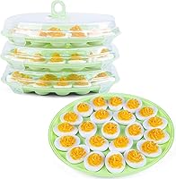 Vista 13 de HANSGO Recipientes para Huevos Rellenos con Tapa, Bandeja Portadora para Huevos Rellenos con 22 Ranuras para Fiestas y Cocina del Hogar, Rosa