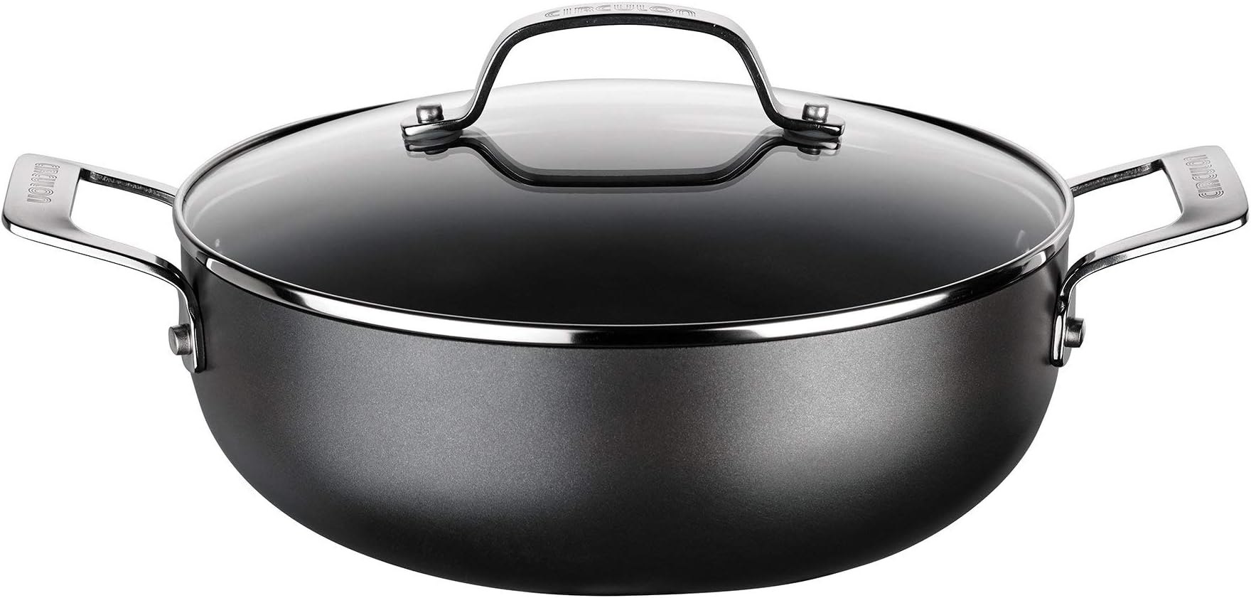 Circulon Chefs Casserole 26 cm – Induction Non Stick Chef's Pan with Toughened Glass Lid – Hard Anodized Aluminium Cookware – Induction, Oven and Dishwasher Safe