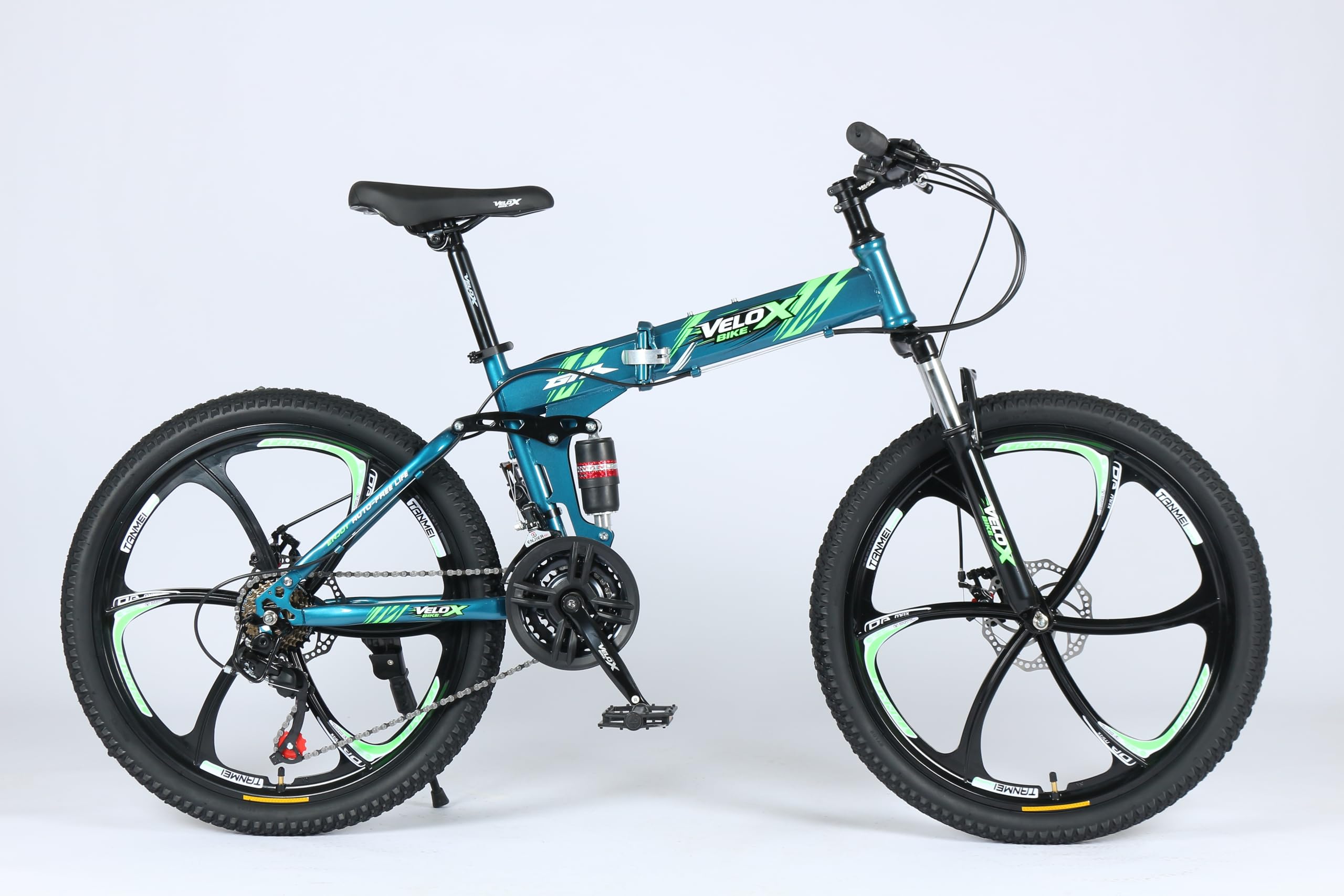 selling united 26inch Foldable Mountain Bike Dual Suspension Hardtail Bicycle Men Women Mountain Bike 21 Speed Drivetrain Lightweight Frame Sport Cycling Bike for Adult (Green (2026 Model)) โ image 1
