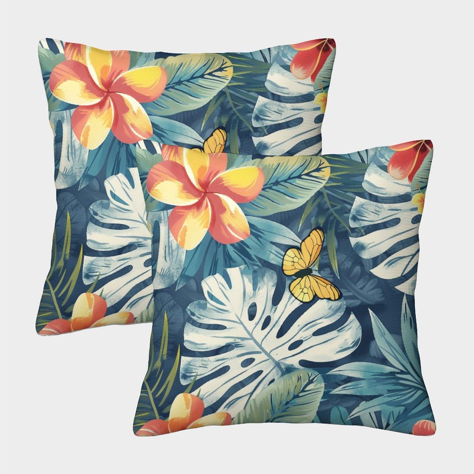 kaiyun 2 Pack Butterfly Pillowcase 40x40cm,Tropical Palm Leaves Cushion Cover,3D Digital Printing Bed Sofa Decorative