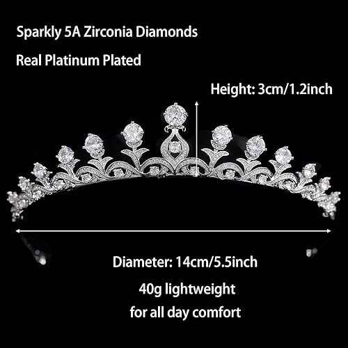 Miniatura 3 de QXMYOO Tiaras de boda de circonita cúbica para novia, pequeñas, dulces 16 cumpleaños, graduación, corona de reina, tocados para concursos de
