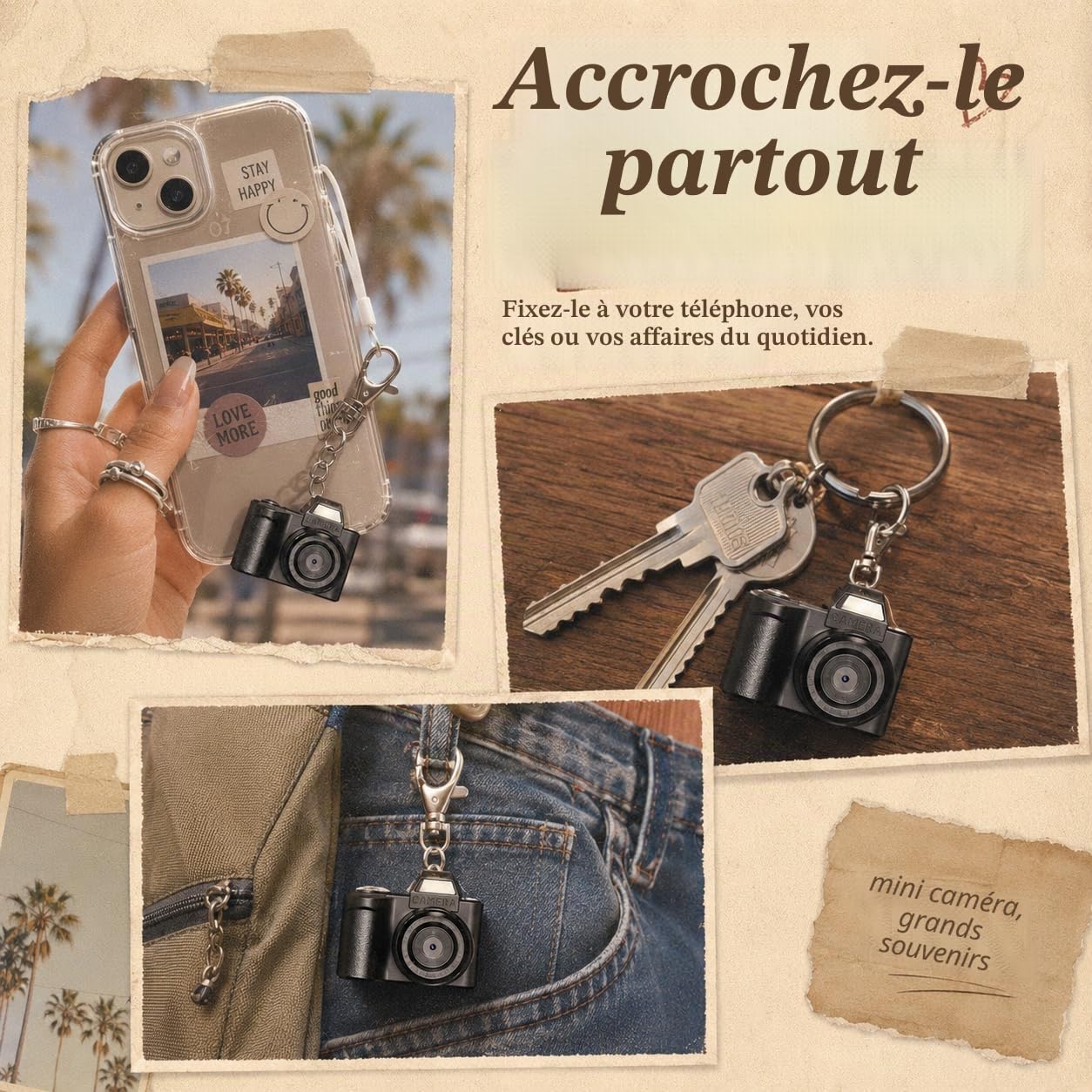 Appareil Photo Numérique - Maxmango 1080P Mini Appareil Photo Portable 64 Go, 1,3" Porte-Clés Caméscope de Poche pour Les Voyages et Le Divertissement, Cadeaux pour Débutants