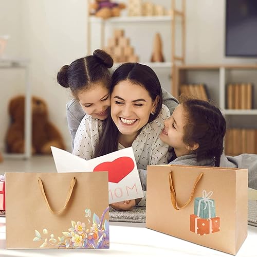Miniatura 6 de HIQQUGU Bolsas de regalo marrones: 13.8 x 5.1 x 10.2 pulgadas, 12 unidades, bolsas medianas para fiesta, bolsas de compras, bolsas de mercancía,