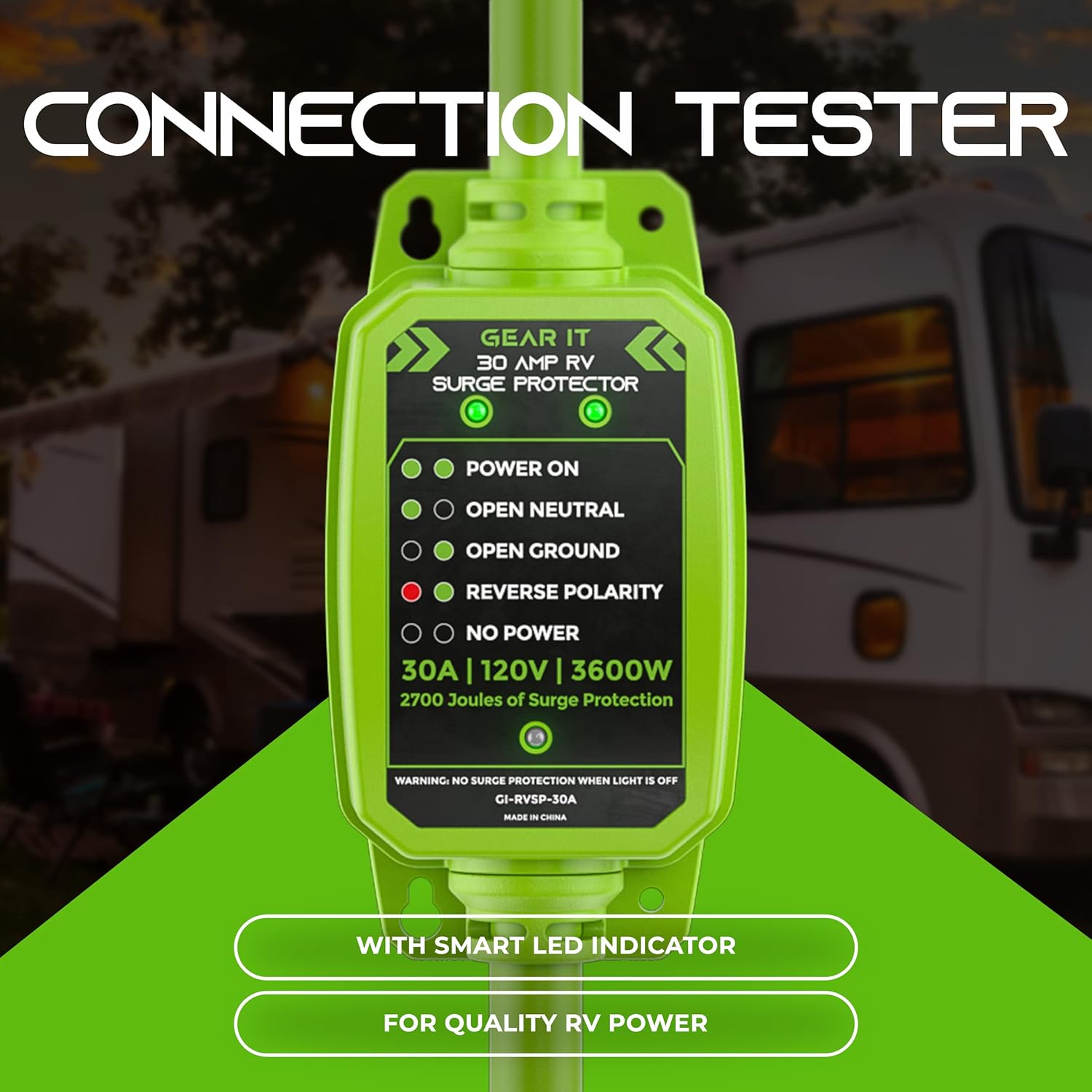 GearIT 30A RV Extension Cord (30ft) and 30A Surge Protector (2700 Joules)