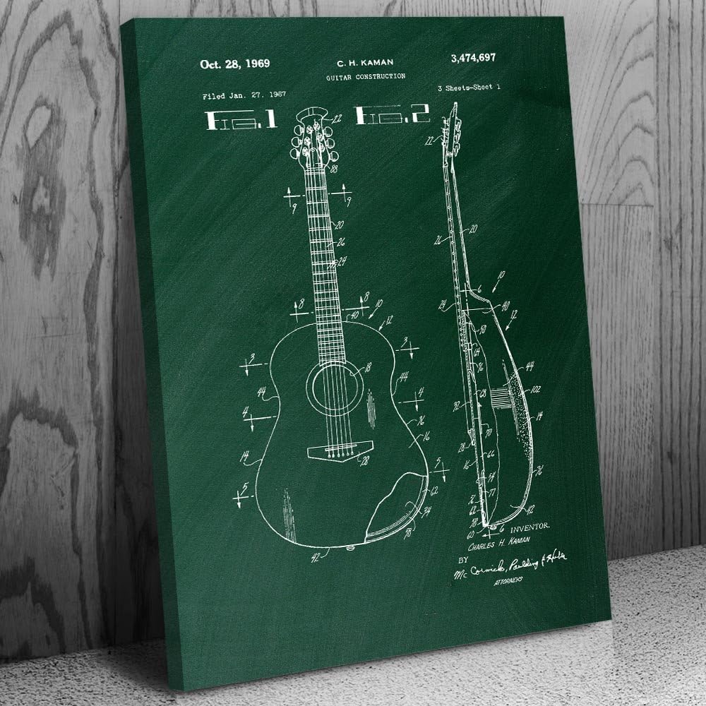 Acoustic Guitar Patent Canvas Print (18x24) Gifts For Men, Guitar Art, Guitar Player Gifts, Music Wall Art, Teacher Gifts, Classroom Decor