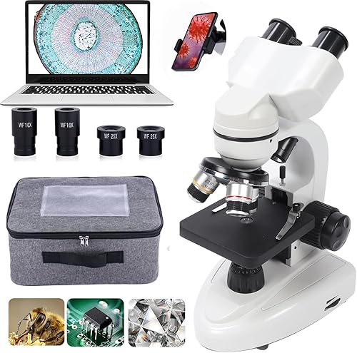 Microscopio para adultos, microscopio binocular de rotación de 40X3000X 360 sin adaptador de teléfono, kits electrónicos, imagen clara de rotación