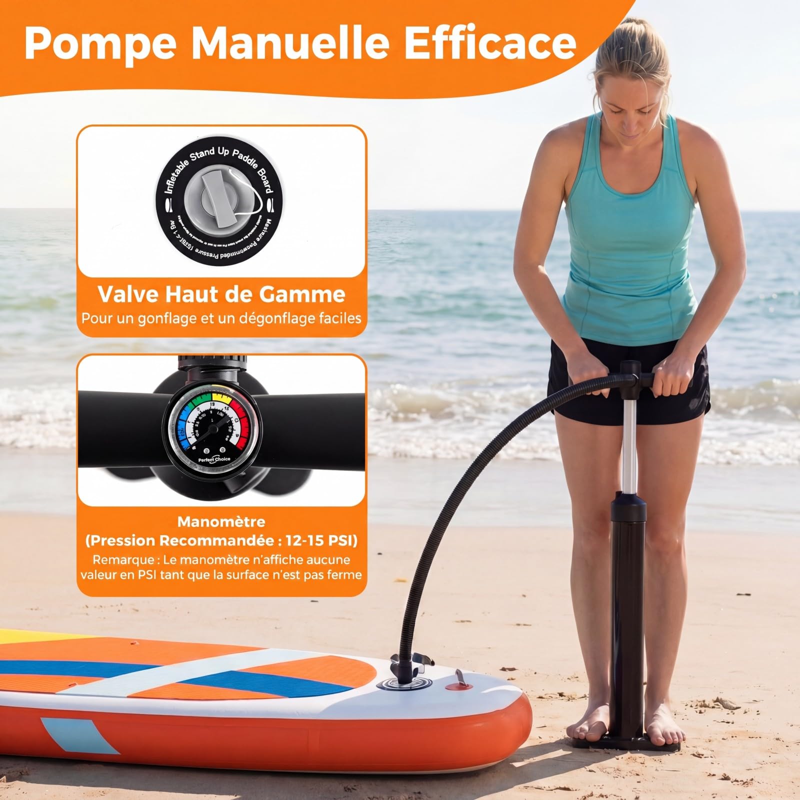 COSTWAY Planche de Paddle Board Gonflable, Paddle Réglable Aluminium, Accessoires Complets avec Sac à Dos et Pompe