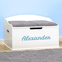 Vista 2 de DIBSIES Personalized Creative Wonders Toy Box, Signature Series for Boys, 30 x 19.25 x 18 inches, Soft-Close Lid (White)