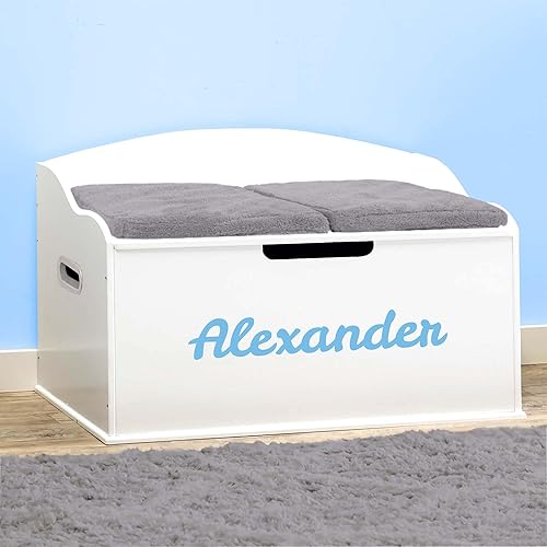 DIBSIES Caja de juguetes personalizada Creative Wonders, serie Signature para niños, 30 x 19.25 x 18 pulgadas, tapa de cierre suave (blanco)