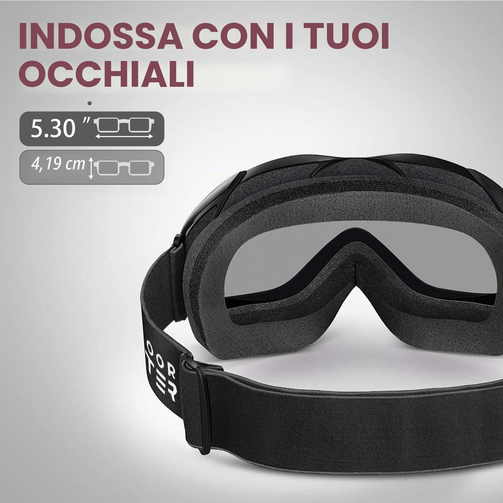 OutdoorMaster OTG - Occhiali da sci e snowboard, unisex, protezione UV 100%
