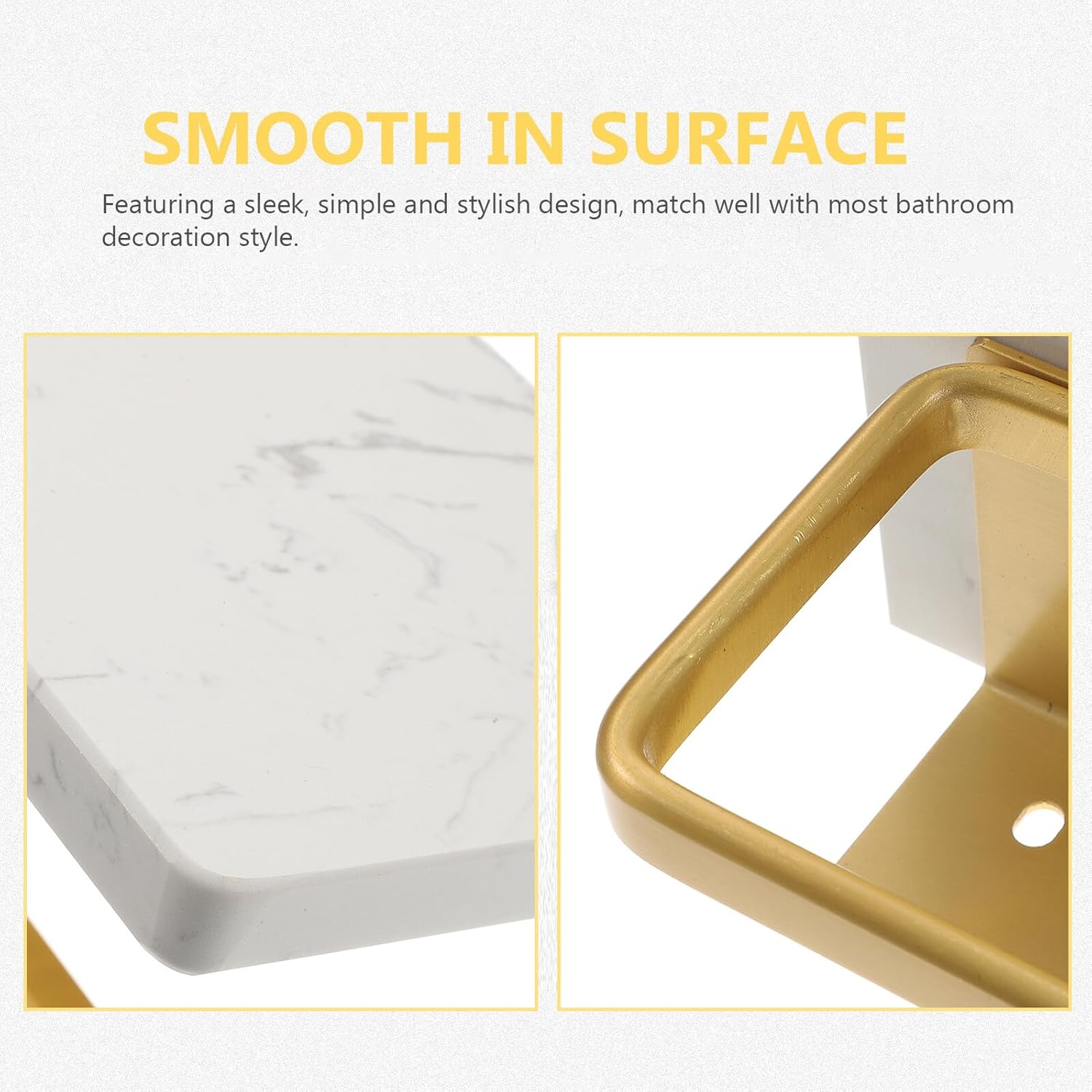 NUOBESTY Bathroom Toilet Paper Holder with Natural Marble Shelf Wall-Mounted Tissue Roll Organizer for Kitchen and Toilet Stable Load-Bearing Tissue Storage Rack with Stylish Nordic Design