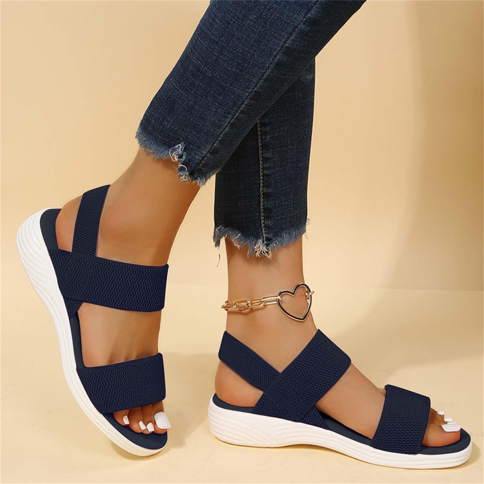 Sandali Donna Estivi Sandalo Basso Estivo Sandali romani a bocca di pesce piatti traspiranti in maglia tinta unita da donna Sandalo Elegante Con Lacci Basso Estivo Estivi Eleganti