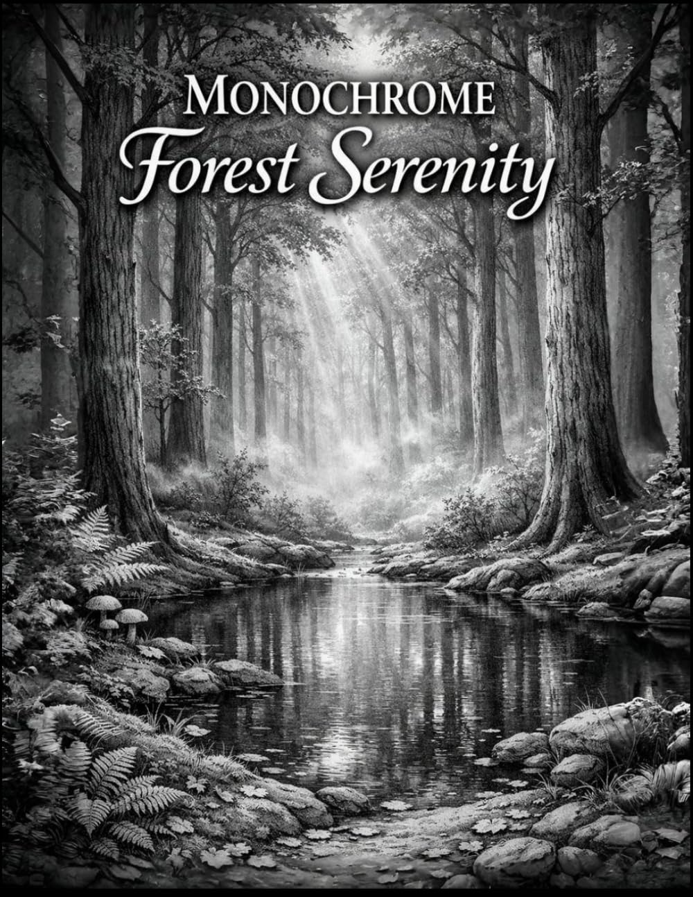 Monochrome Forest Serenity: A Relaxing Black and White Nature Coloring Book with Peaceful Woodland Scenes for Stress Relief and Mindful Creativity (The Monochrome Garden Coloring Series)