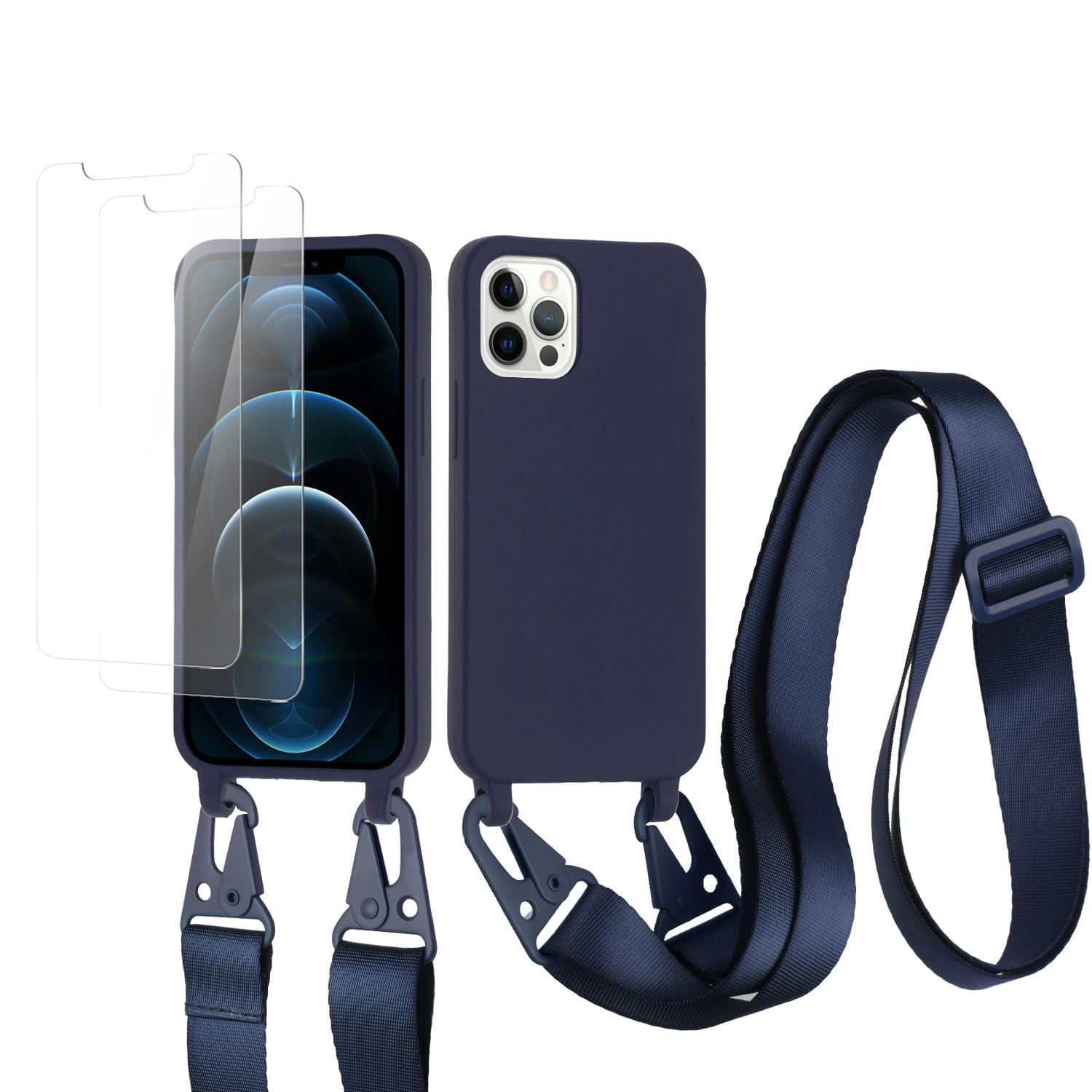 vrupin Funda Compatible con iPhone 13.con (2 x Protector Pantalla)con Cuerda Case con Ajustable Cordón.Silicona Líquida Funda-Loto Color — view 24