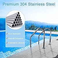 Vista 3 de DOEL Escalera para piscina, escalera antideslizante de 2 escalones de acero inoxidable 304 para piscina enterrada, antideslizante, capacidad de 440