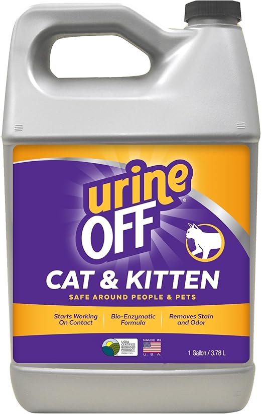 Urine Off Kitten & Cat Pet Stain Remover | Fresh Scent Carpet Cleaner | Bio Enzymatic Stain & Urine Odor Eliminator | Pet Safe Cleaner | 1 gal.