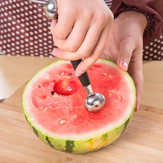 2 PCS Melon Baller Scoop, Double Sided Stainless Steel Fruit Scooper