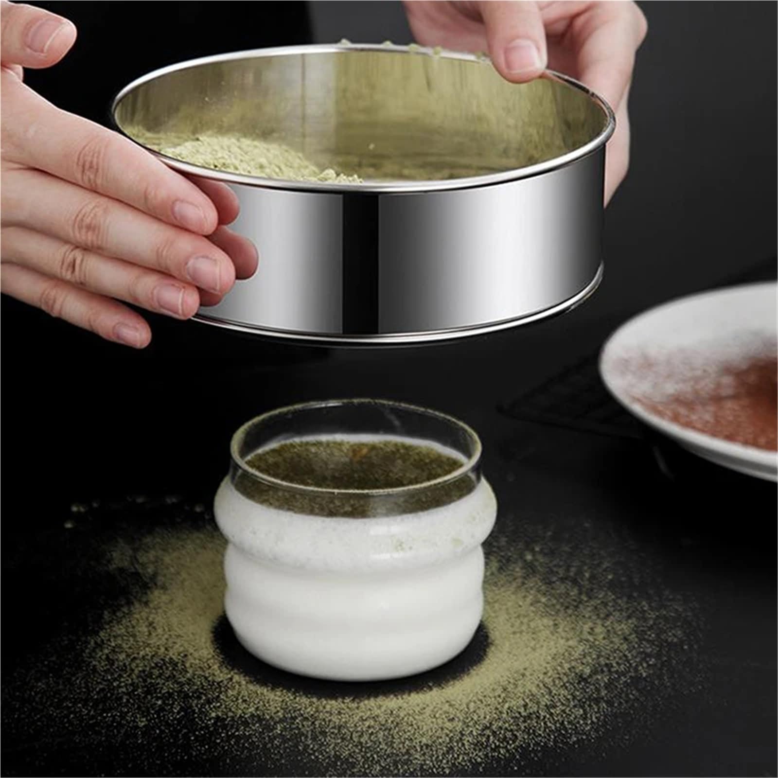 2 Pezzi da Cucina setaccio for Farina a Rete Ultrafine Rotondo Professionale for Zucchero in Acciaio Inossidabile colino for Dolci per Cucina(24CM)