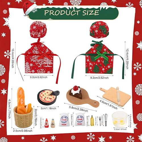 Miniatura 17 de Juego de 6 accesorios de muñeca elfo de Navidad para niños y niñas, ropa de elfo con sudadera, bufandas, columpio de madera, novedoso accesorio