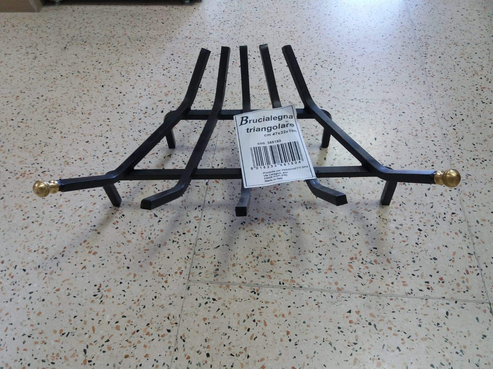 BRUCIALEGNA TRIANGOLARE PER CAMINETTO 47X32X19H