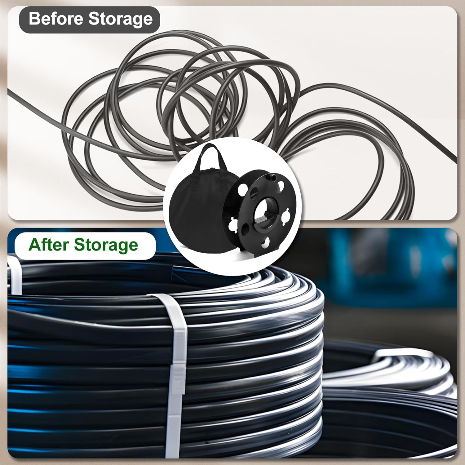 Portable Heavy Duty Cord Storage Reel 1 Pack Easy to Use with Center Rotating Handle 100 Feet for Outdoor Activities