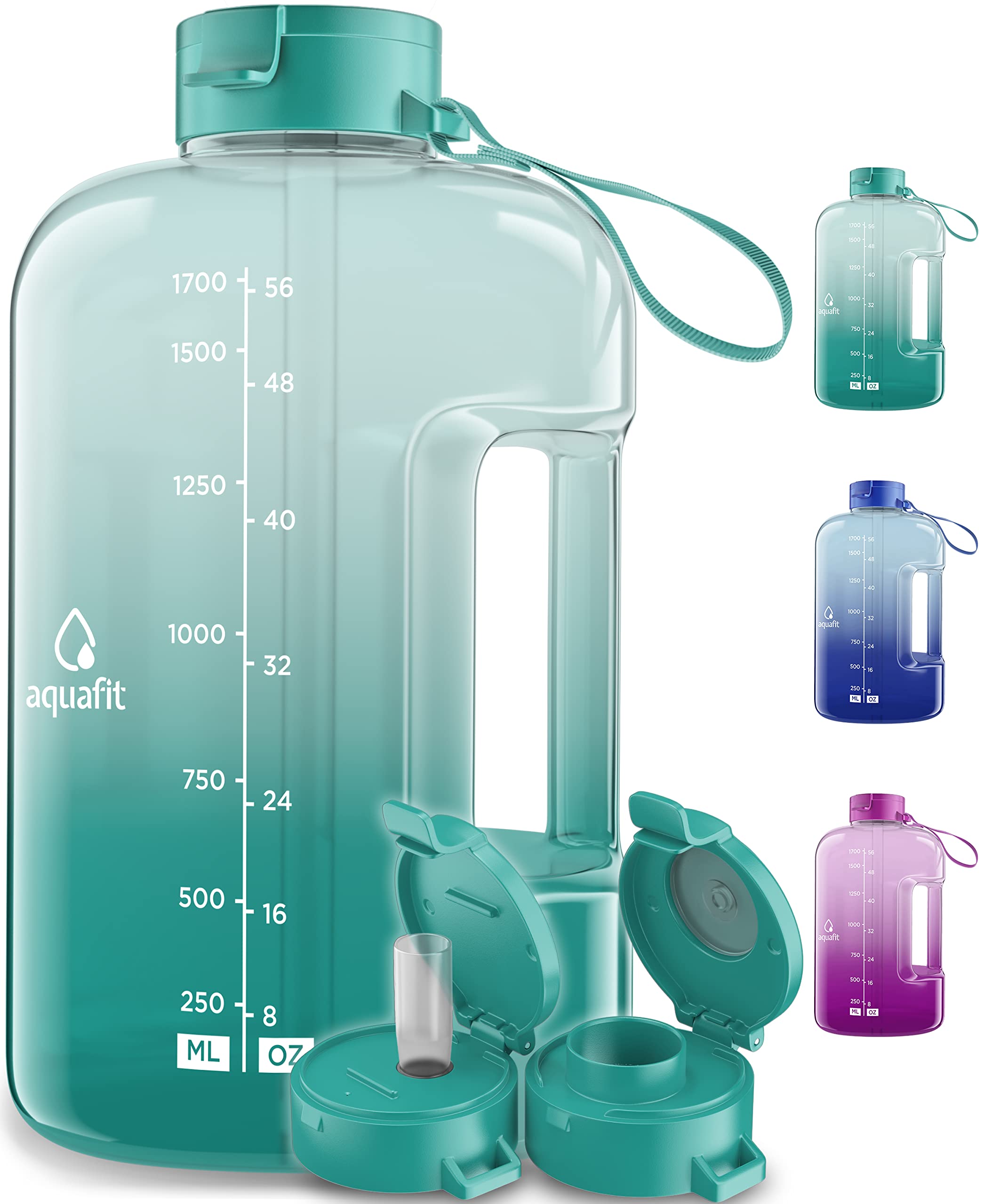 Buy AQUAFIT Half Gallon Water Bottle With Times To Drink 64 oz Water