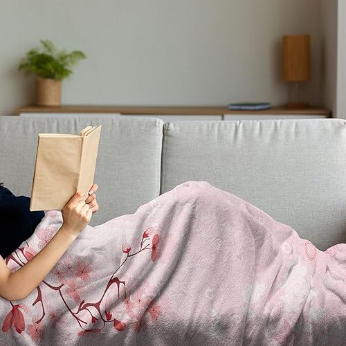 Miniatura 4 de Lunarable Manta oriental, flor de cerezo japonés, capullos de Sakura, destinos de viaje de primavera, funda de franela polar suave para adultos, 70