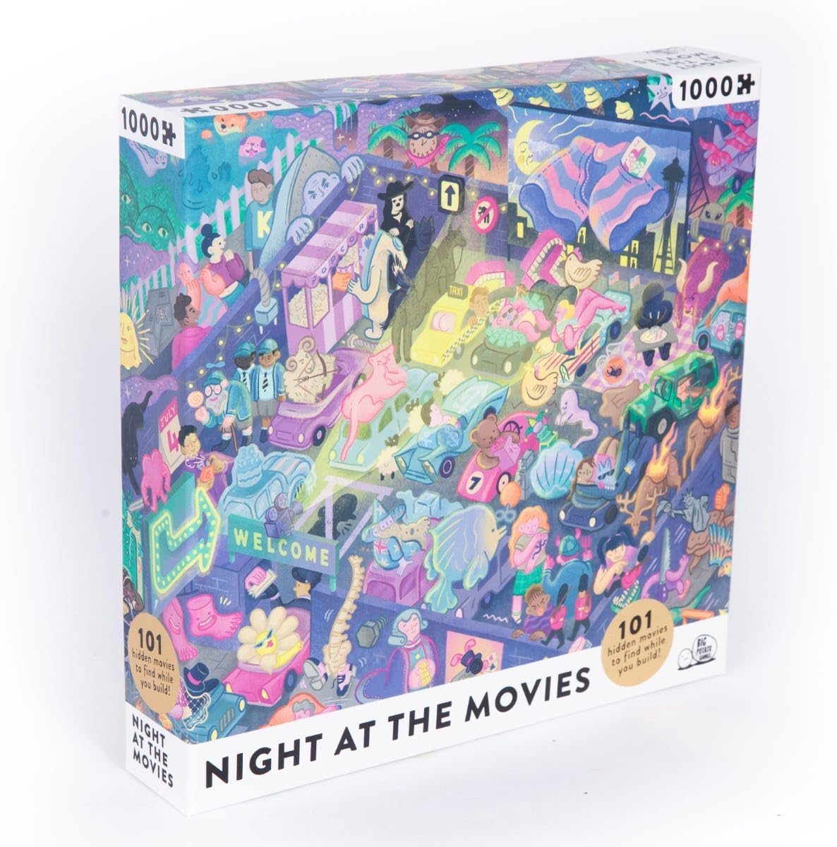 Night at the Movies: Movie Jigsaw Puzzle for Adults (1000 pieces) Filled with 101 Riddles to Solve