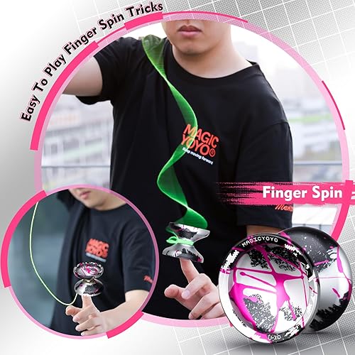 Miniatura 3 de MAGICYOYO V10 Yoyo profesional sensible para niños y adultos Yoyo para principiantes, metal mágico Yoyo con 12 cuerdas Yoyos + bolsa Yoyo + guante
