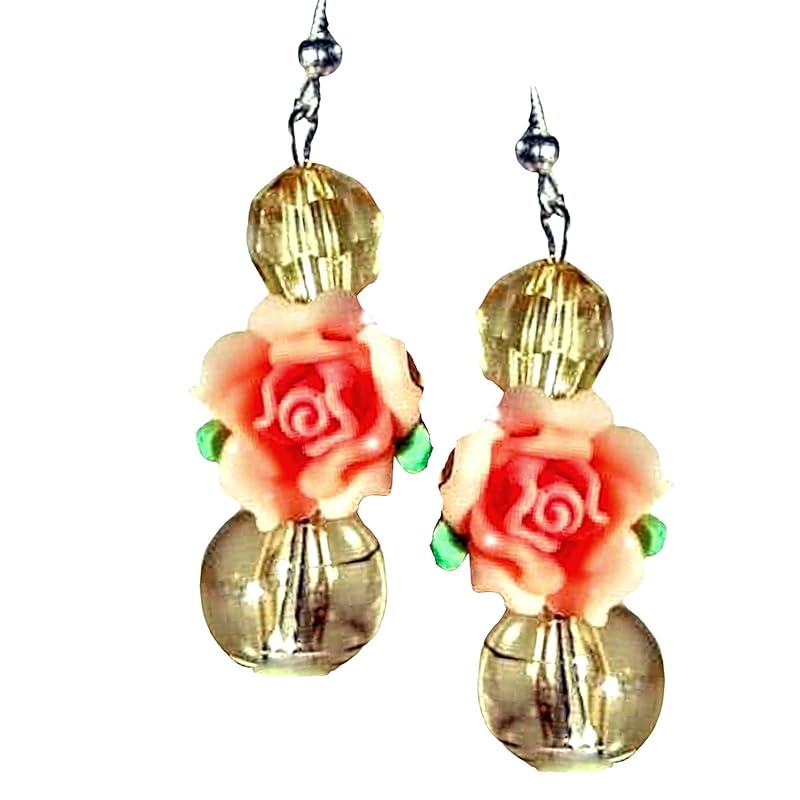 Orange Resin Flower Earrings Kawaii Earrings Autumn