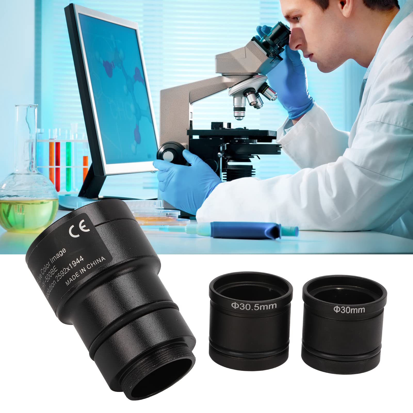 Cyfrowa kamera mikroskopowa o rozdzielczości 5 MP CMOS USB 2.0 o dużej szybkości — Kamera przemysłowa do mikroskopów biologicznych i stereoskopowych — Zawiera adaptery 23,2 mm 30