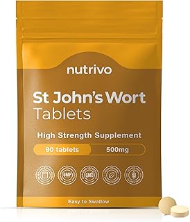Nutrivo St John's Wort 500mg - 90 Tablets | 3 Month's Supply | Traditional Herbal Medicine for Mood and Anxiety Support | Maximum Strength Tablets | Vegan | UK Made