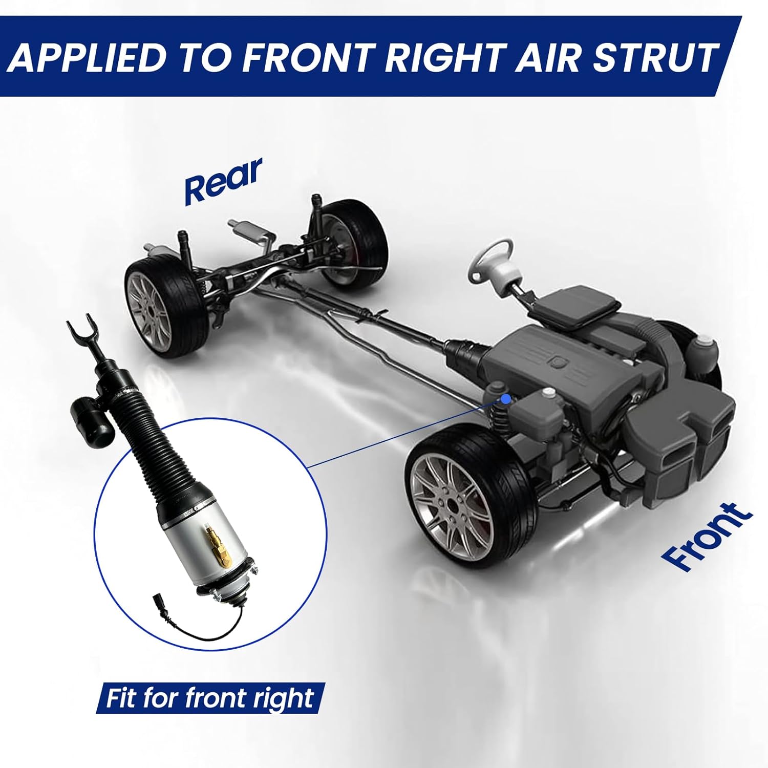 Front Right Air Strut Suspension Replacement for 03-17 Bentley Continental GT/Flying Spur, 04-06 Volkswagen Phaeton OEM Replace Number 3W0616040M, 3W8616040K