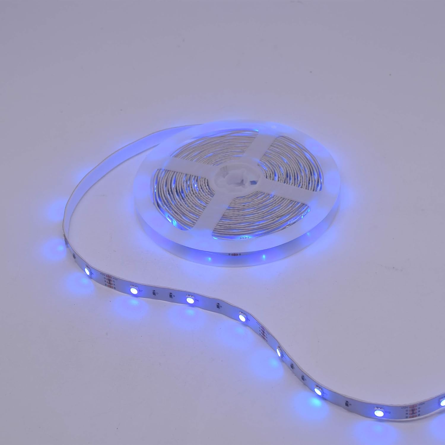 Hottest Sale 60Ft One Strand DC 12V Bluetooth Music Sync Color Changing RGB LED Strip Bar Light Kit Built-in Mic Wireless App Controlled Tape Lights ( App + Remote + Mic + Manual Switch 4-in-1 Smart Controller )