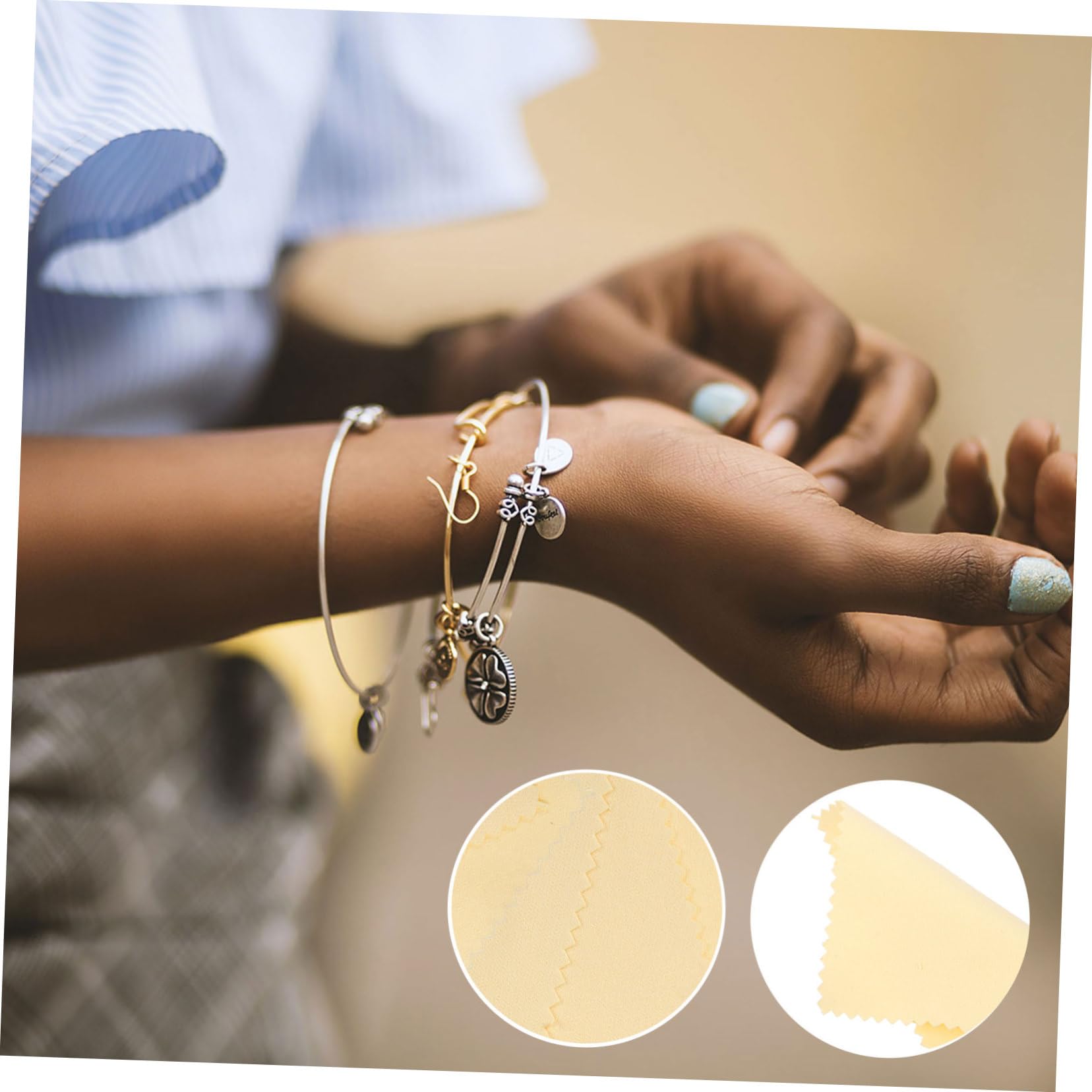 SHINEOFI 150 Stk Silbernes Wischtuch Diamant-reinigungstücher Silbertuch Zum Reinigen Von Silberschmuck Schmuck Saubere Werkzeuge Schmuckreinigungstuch Schmuck Tuch Poliertuch Yellow Stoff