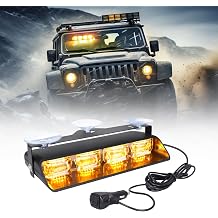 OPP ULITE Emergency Flashing Dash Strobe Lights 24pcs Led, 26 Flash Mode, Memory Function, Front/Rear Windshield Strobe Light Bar, Suction Cups for Vehicles Trucks