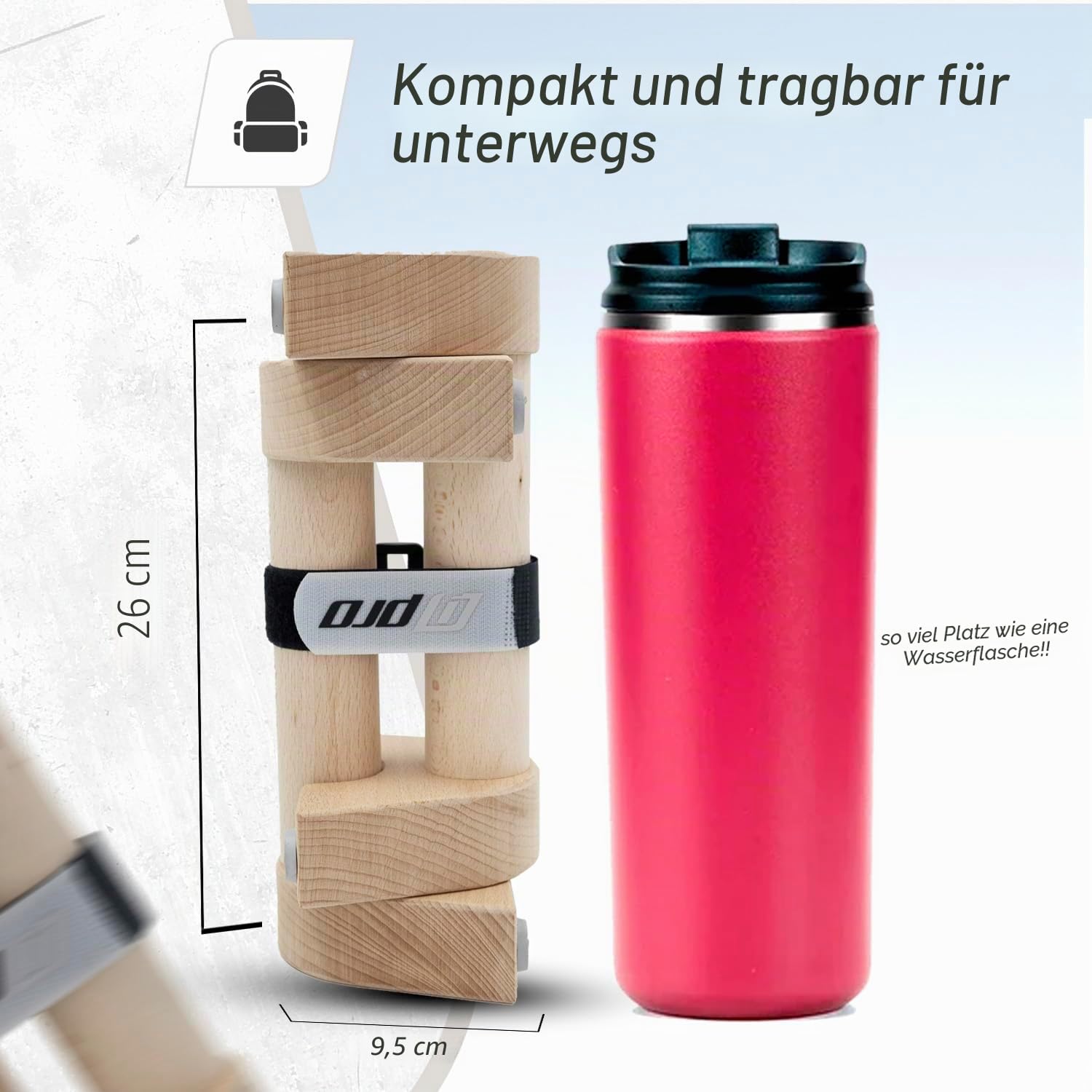 Mini-Parallettes aus Buchenholz 26 cm | tragbare Parallelstangen für Calisthenics, Handstand, Push-Up und L-sit | Rutschfester Boden, inklusive Tasche