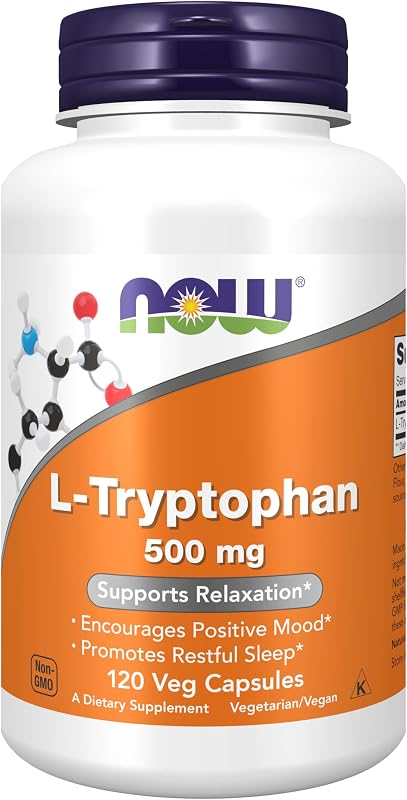 NOW Foods Supplements, L-Tryptophan 500 mg, Encourages Positive Mood*, Supports Relaxation*, 120 Veg Capsules