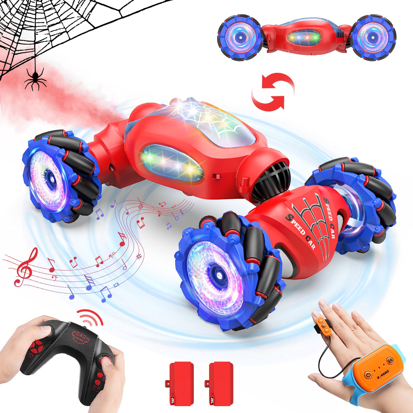Nitigo Coche Teledirigido, Carro Telecomandado 4x4 Coche Control Remoto Spider, 2.4 GHz Acrobático Coche RC con la Mano Rotación 360° Drift RC Car Radiocontrol, Regalo Juguetes Niño Niña 6-12 Años