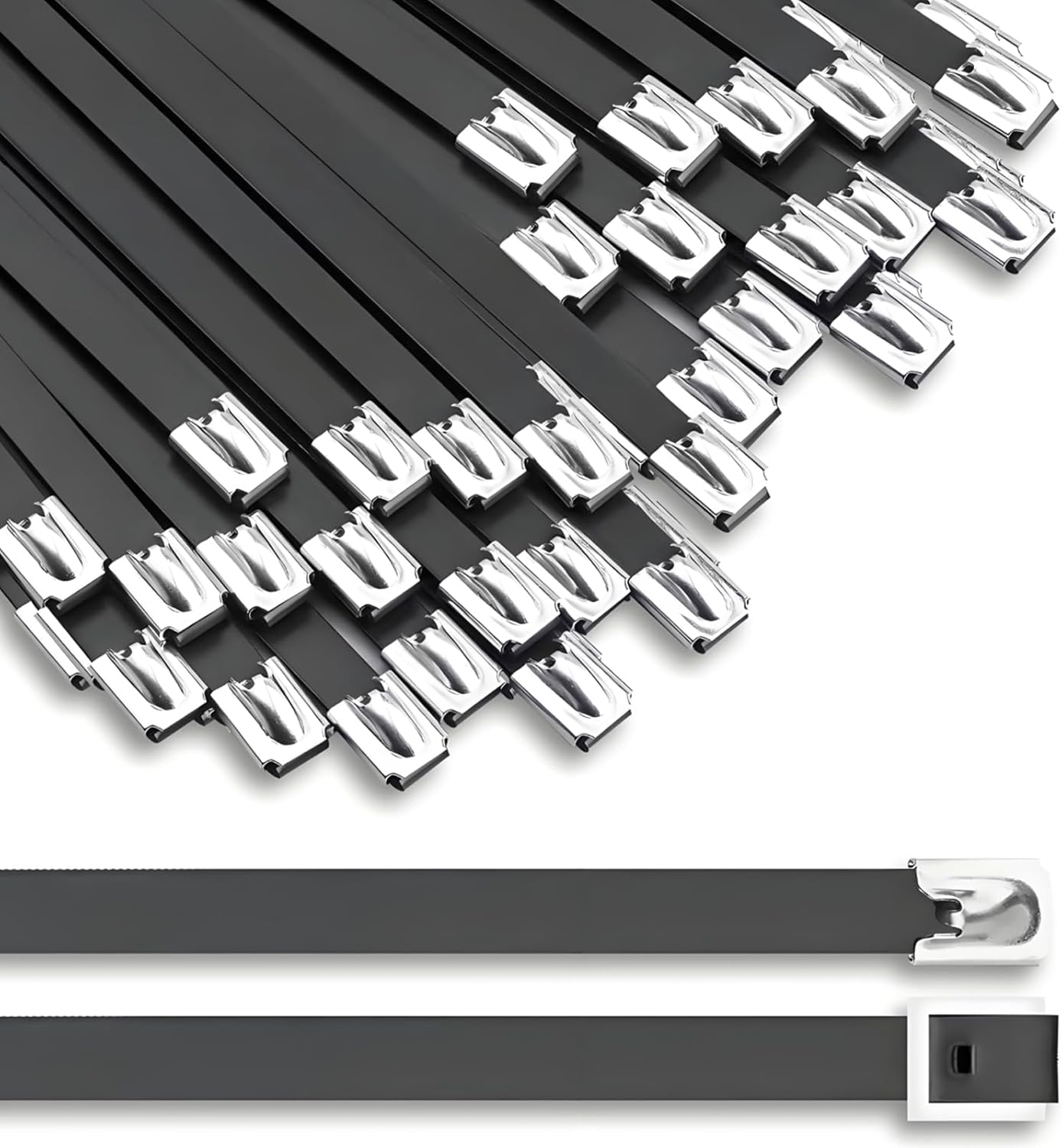 Heavy Duty Stainless Steel Zip Tie Gun Kit with 100pcs Self-Locking Metal Cable Ties, Duty Outdoor Adjustable Fastening Cutting Tie Tool Sets, Durable & Adjustable Tool Set (Blue)