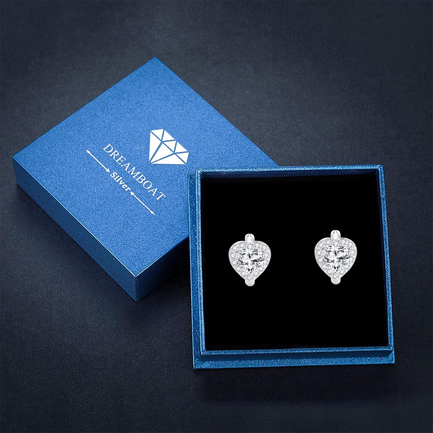 Dreamboat Heart Birthstone Small Hoop Earrings for Women 925 Sterling Silver Cubic Zirconia Heart Huggie Earring Anniversary Birthday Jewelry Gifts for Mom Wife Her